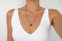 Mini Square Textile Necklace.