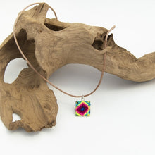 Mini Square Textile Necklace.