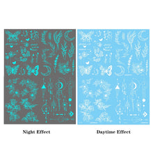 4pcs Blue Luminous Waterproof Temporary Tattoo Sticker Geometric
