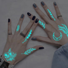 4pcs Blue Luminous Waterproof Temporary Tattoo Sticker Geometric