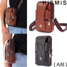KISMIS Fashion Men's Leather Waist Bag - Multifunction Fanny Pack,