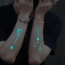 4pcs Blue Luminous Waterproof Temporary Tattoo Sticker Geometric