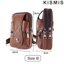 KISMIS Fashion Men's Leather Waist Bag - Multifunction Fanny Pack,