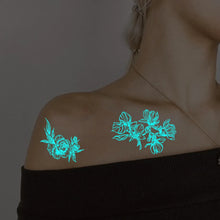 4pcs Blue Luminous Waterproof Temporary Tattoo Sticker Geometric