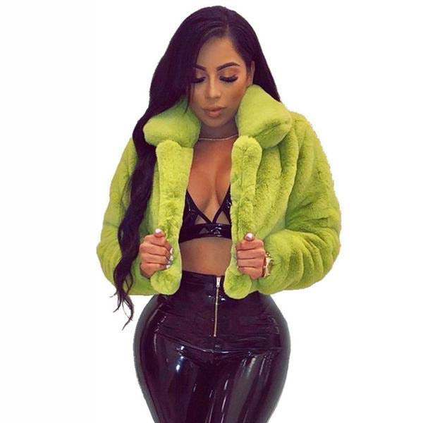 Fluffy Faux Fur Jacket with Turndown Collar Best Music Fest