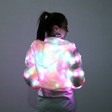 LED Hooded Faux Fur Coat
