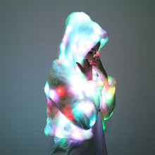 LED Hooded Faux Fur Coat
