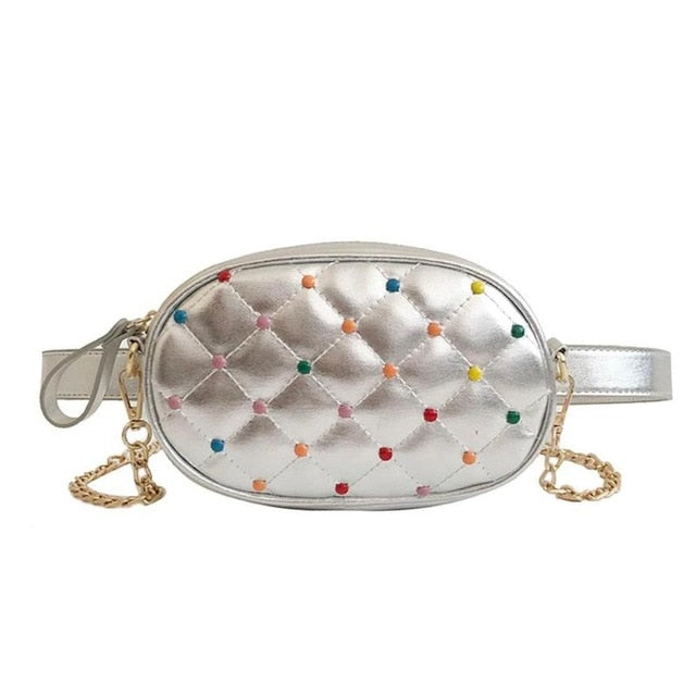 Leather Beaded Fanny Pack Monogram Pearl Fanny Pack Champagne