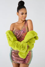 Fluffy Faux Fur Coat with Collar