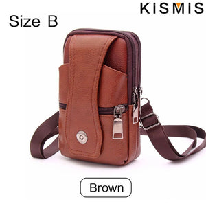 KISMIS Fashion Men's Leather Waist Bag - Multifunction Fanny Pack,