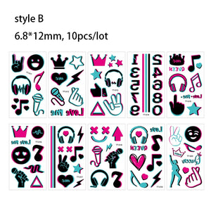 Luminous Music Festival Tattoo Glowing Dance Party Sticker Temporary