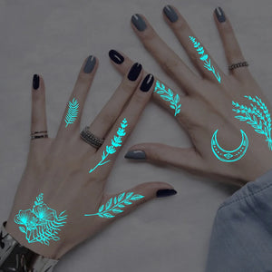 4pcs Blue Luminous Waterproof Temporary Tattoo Sticker Geometric