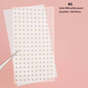 Mix 2mm/3/mm4mm Hair Pearls Stick on Self Adhesive Pearls Stickers
