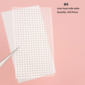 Mix 2mm/3/mm4mm Hair Pearls Stick on Self Adhesive Pearls Stickers