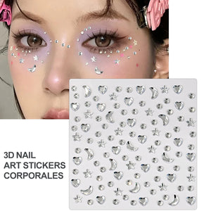 1Pcs Face Diamond Gem Sticker 5D Colorful Rhinestone Tattoo Eyeshadow