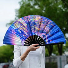 33cm Large Folding Hand Rave Fan Chinease/Japanese Gradient Colorful