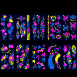 Luminous Music Festival Tattoo Glowing Dance Party Sticker Temporary