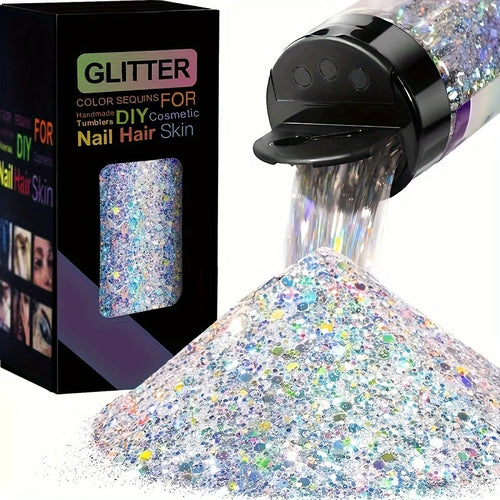 Holographic Chunky Glitter Sequins, 50g, Mixed Size Laser Sparkle