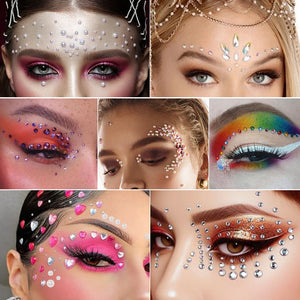 1Pcs Face Diamond Gem Sticker 5D Colorful Rhinestone Tattoo Eyeshadow