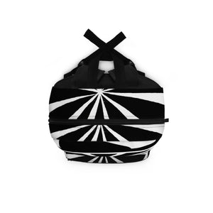 Backpack - Large Water-resistant Bag - Black and White Geometric