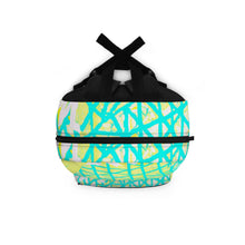 Backpack - Large Water-resistant Bag - Cyan Blue Lime Green and White