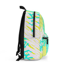 Backpack - Large Water-resistant Bag - Cyan Blue Lime Green and White