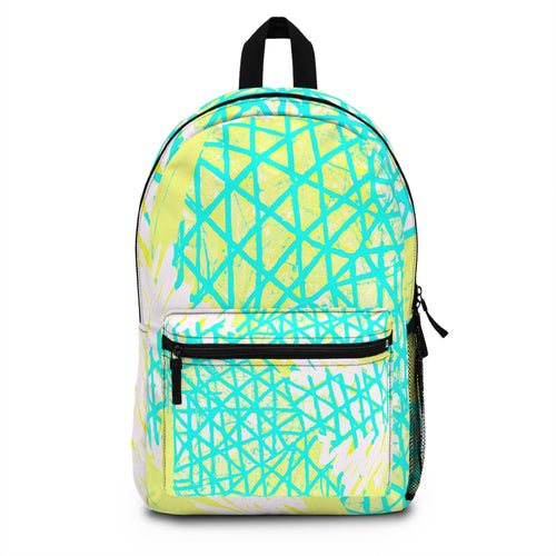 Backpack - Large Water-resistant Bag - Cyan Blue Lime Green and White