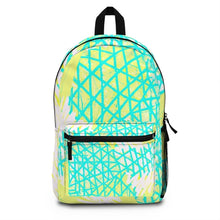 Backpack - Large Water-resistant Bag - Cyan Blue Lime Green and White
