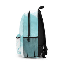 Backpack - Large Water-resistant Bag - Subtle Abstract Ocean Blue and