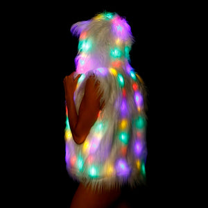 LED Faux Fur Sleeveless Coat