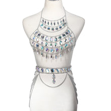 Rhinestone Body Chain Women 2018 waist belt chain top bra Harness Summer Bikini water drop bodychain Summer Festival Jewelry