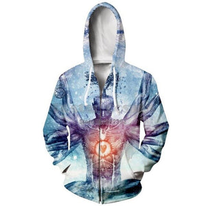 PLstar Cosmos S-5XL High Spirit Psychedelic Hoodies for Men/Women Buddha 3d Print Hoodie Zipper Sweatshirt Casual Zip up Jacket