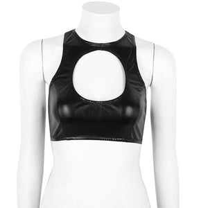 Shiny Faux Leather Crop Top