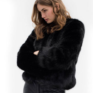 Faux Fur Coat with Long Sleeves